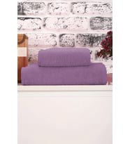 2 Parça Kadın / Erkek Banyo Duş Hamam Havlu Seti 90x150 Cm %100 Pamuklu (Mor)
