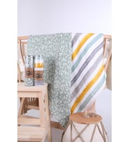 Babyhola 2'li Müslin Örtü Seti 80x80cm Desenli Kutulu Organik Hediyelik Emzirme Alt Açma Yenidoğan Puset Örtüsü (Yeşil)
