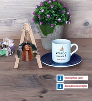 İngilizce Öğretmeni Türk Kahvesi Fincanı Ahşap Altlıklı ve Fotoğraflı Ahşap Anahtarlık Hediye Öğretmen Günü Hediyesi (Model 4)