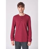 Erkek Pamuk Karışımlı Uzun Kollu Tişört (Bordo)