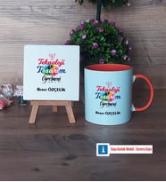 Teknoloji ve Tasarım Öğretmeni Dekoratif Taş, Kupa Bardak Kırmızı Hediye Öğretmenler Günü Hediyesi (Model 12)