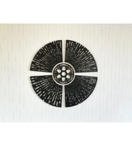 4 Kul Yuvarlak (Kafirun, İhlas, Felak Ve Nas Sureleri) Kufi Ahşap Pleksi Tablo (Siyah)