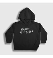 Presmono Unisex Çocuk Beyaz Brush Panic! at the Disco Kapüşonlu Sweatshirt 72201tt (Siyah)