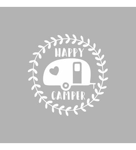 Happy Camper Sticker siyah 15X15 CM (Beyaz)
