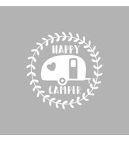 Happy Camper Sticker siyah 15X15 CM (Beyaz)