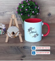 İsme Özel Doğum Günü Hediyesi Kupa Bardak Beyaz ve Fotoğraflı Ahşap Anahtarlık Hediye (Model 2)
