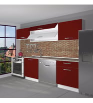 Decoraktiv Elite 220 MDF Hazır Mutfak Dolabı - Tezgah Dahil - Parlak Beyaz (Bordo)