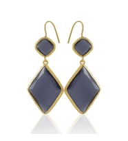 Kadir Jewellery 22 Ayar Altın Kaplama Kadın Sallantılı Küpe -El İşçiliği Ve Hipoalerjenik Küpe (Mor)