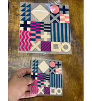 2 ADET ÜTÜ İLE YAPOIŞAN GEOMETRİ ŞEKİLLİ TRANSFER BASKI ARMA 19X19-11X11 (Pembe)