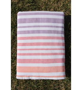 Outlet %100 Pamuk Çizgili 150x150 Plaj Havlusu (Pembe)