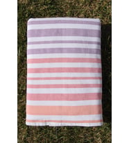 Outlet %100 Pamuk Çizgili 150x150 Plaj Havlusu (Pembe)