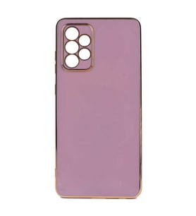 Samsung Galaxy A72 Kılıf Kenarları Gold Kamera Korumalı Renkli Pastel Silikon Açık Yeşil BARK (Mor)