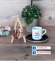 Müzik Öğretmeni Türk Kahvesi Fincanı Ahşap Altlıklı ve Fotoğraflı Ahşap Anahtarlık Hediye (Model 7)