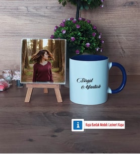 İsme Özel Fotoğraflı Dekoratif Taş, Kupa Bardak Beyaz Hediye (Model 3)