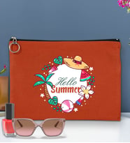 BK Gİft Yaz Temalı-4 Astarlı Portföy Çanta 30x21cm(12 Renk Seçeneği), Baskılı El Çantası, Organizer Çanta (Kiremit)