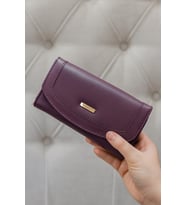 NEWİSH POLO ZARF MODEL KAPAKLI FERMUARLI KADIN PORTFÖY CÜZDAN-BÜYÜK BOY (Mor)