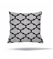 Patchwork Çiçek Desen Etnik Gizli Fermuarlı Yastık Kılıfı Kırlent Kılıfı Koltuk Yastık Kılıfı  (Siyah-Gri)