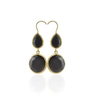 Kadir Jewellery 22 Ayar Altın Kaplama Kadın Taşlı Küpe -El İşçiliği Ve Hipoalerjenik Küpe (Siyah)