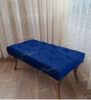 Kapitoneli Ayak Ucu Kapı Önü Antre Bench Puf Gold Ayak (90*45) (Lacivert)