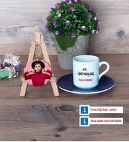 Odyolog Türk Kahvesi Fincanı Ahşap Altlıklı ve Fotoğraflı Ahşap Anahtarlık Hediye (Model 4)
