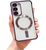 Samsung Galaxy S20 FE Kılıf Kamera Lens Korumalı Renkli Magsafe Şeffaf Silikon (Mor)