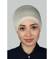 Hazır Pratik Geçmeli Lastikli Tesettür Bone (Krem)