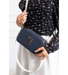 Just Polo Kadın 2 Askılı 2 Bölmeli Mini Omuz Ve El Çantası 21x13cm MDS6016 (Lacivert - Beyaz) (Lacivert-Beyaz)