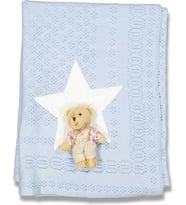 94817 Bebek Yıldızlı Ayıcıklı Triko Battaniye (Mavi)