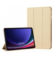 Microsonic Samsung Galaxy Tab S9 X710 Kılıf Slim Translucent Back Smart Cover Siyah (Gold)
