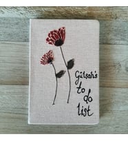 Kişiye Özel Notlu Kumaş Nakışlı Defter (Krem)