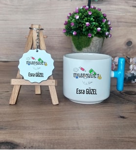 Bankacı Hediye Seti Kupa Bardak T Kulplu ve Anahtarlık Bankacıya Hediye Bankacılar Günü Hediyesi (Model 3)