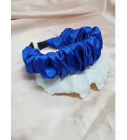 MelKady 358 - Saten Büzgülü Scrunchie Taç, Günlük Taç, Sevgiliye, Arkadaşa Hediye (Saks)