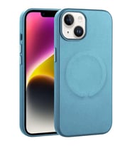 Apple iPhone 14 Plus Kılıf PU Deri Magsafe Wireless Şarj Özellikli Derix Kapak (Mavi)
