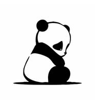 Üzgün Panda Araba Sticker siyah 15x14 CM (Siyah)