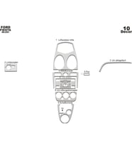 Meriç® Ford Fiesta Ön Torpido Kaplama Maun 10 Parça 2005-2010 (Alüminyum)