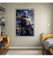 Metal Çerçeveli Temperli Cam Tablo Film Karakteri Thanos (Gümüş)