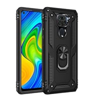 Xiaomi Redmi Note 9 Kılıf Zore Vega Yüzüklü Standlı Zırh Kılıf (Siyah)