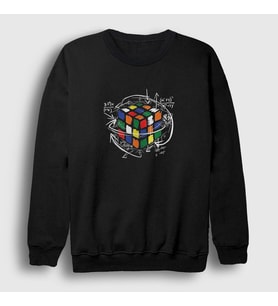 Presmono Unisex Beyaz Solving Rubiks Cube Rubik Kupu Sweatshirt 340632tt (Siyah)