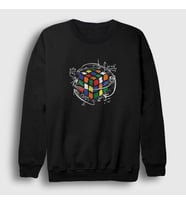 Presmono Unisex Beyaz Solving Rubiks Cube Rubik Kupu Sweatshirt 340632tt (Siyah)
