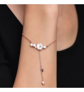 Çuha Çiçeği Zirkon Taşlı Gümüş Bileklik (Rose)