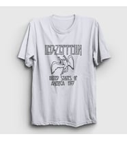 Presmono Unisex Sarı Logo Led Zeppelin T-Shirt 95758tt (Beyaz)