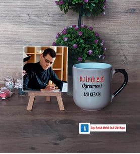 Psikoloji Öğretmeni Fotoğraflı Dekoratif Taş, Kupa Bardak Beyaz Hediye Öğretmenler Günü Hediyesi (Model 10)