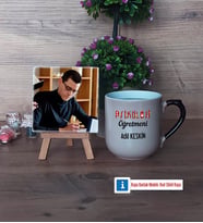 Psikoloji Öğretmeni Fotoğraflı Dekoratif Taş, Kupa Bardak Beyaz Hediye Öğretmenler Günü Hediyesi (Model 10)