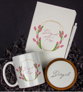 Kişiye Özel Defter Kalem Kupa Ve Bardak Altlığı Hediye Seti 103772 (Model 3)