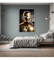 Metal Çerçeveli Temperli Cam Tablo Film Karakteri Iron Man (Gümüş)
