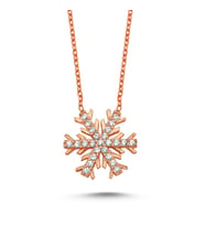 Kristal Kar Tanesi Gümüş Kolye wsn242 (Pembe)