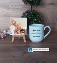 Babaanneye Hediye Fotoğraflı Dekoratif Taş, Kupa Bardak Beyaz Hediye (Model 5)