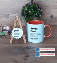 Arkadaşa Hediye Kupa Bardak Kırmızı ve Ahşap Anahtarlık Hediye (Model 12)