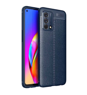Oppo A74 4G Kılıf Kamera Korumalı Deri Görünümlü Silikon (Lacivert)