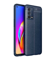 Oppo A74 4G Kılıf Kamera Korumalı Deri Görünümlü Silikon (Lacivert)